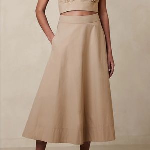 NWT tan poplin maxi skirt A-Line Medium petite